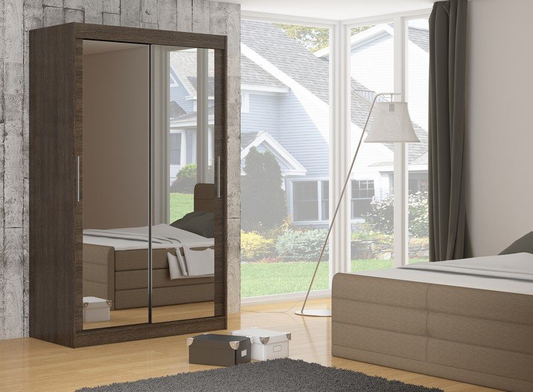 ETTORE 180 chocolate color ADRK sliding wardrobe with mirror - Image 2