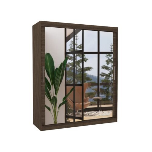 ETTORE 180 chocolate color ADRK sliding wardrobe with mirror