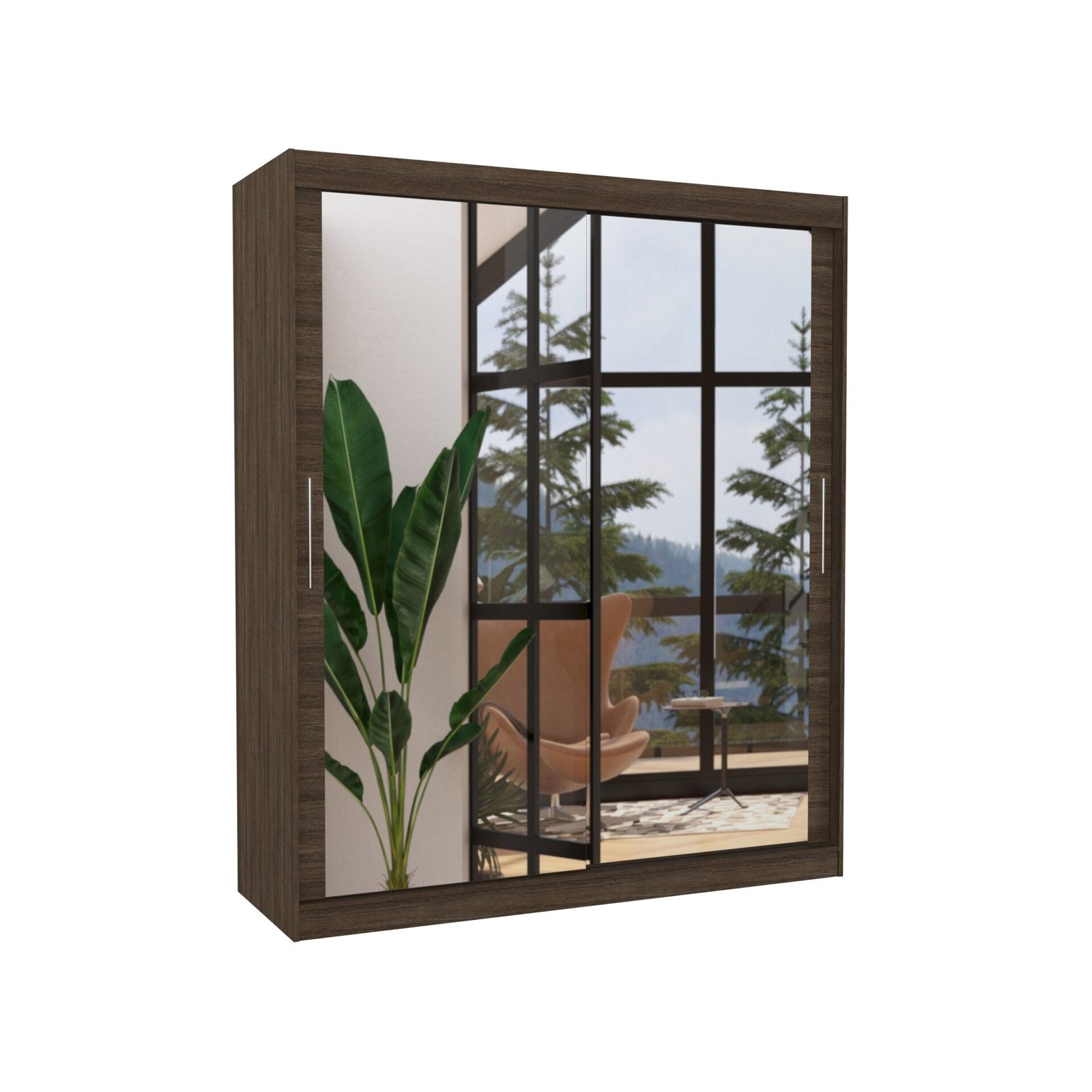 ETTORE 180 chocolate color ADRK sliding wardrobe with mirror