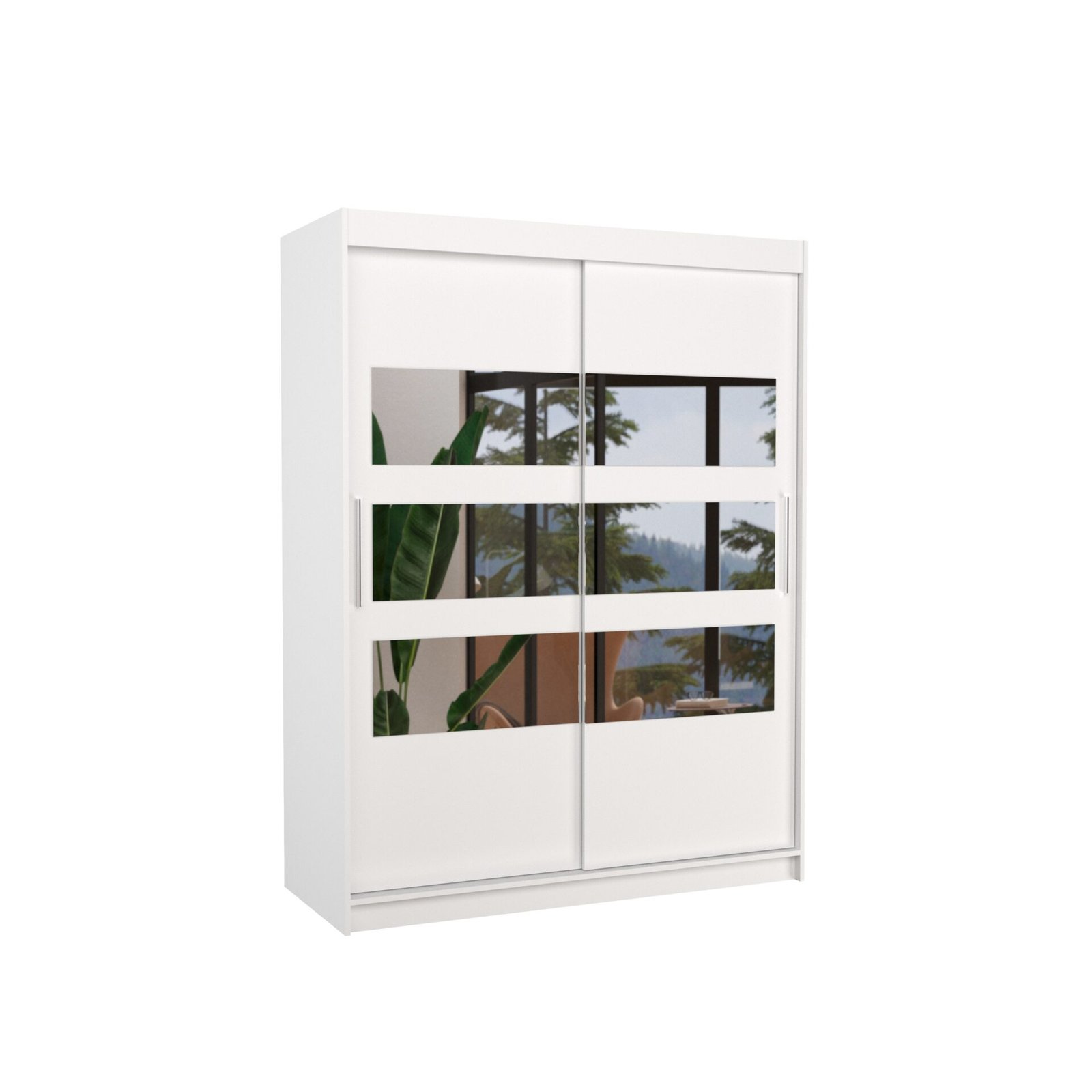 Sliding wardrobe with mirror FLORENTO 150 white ADRK
