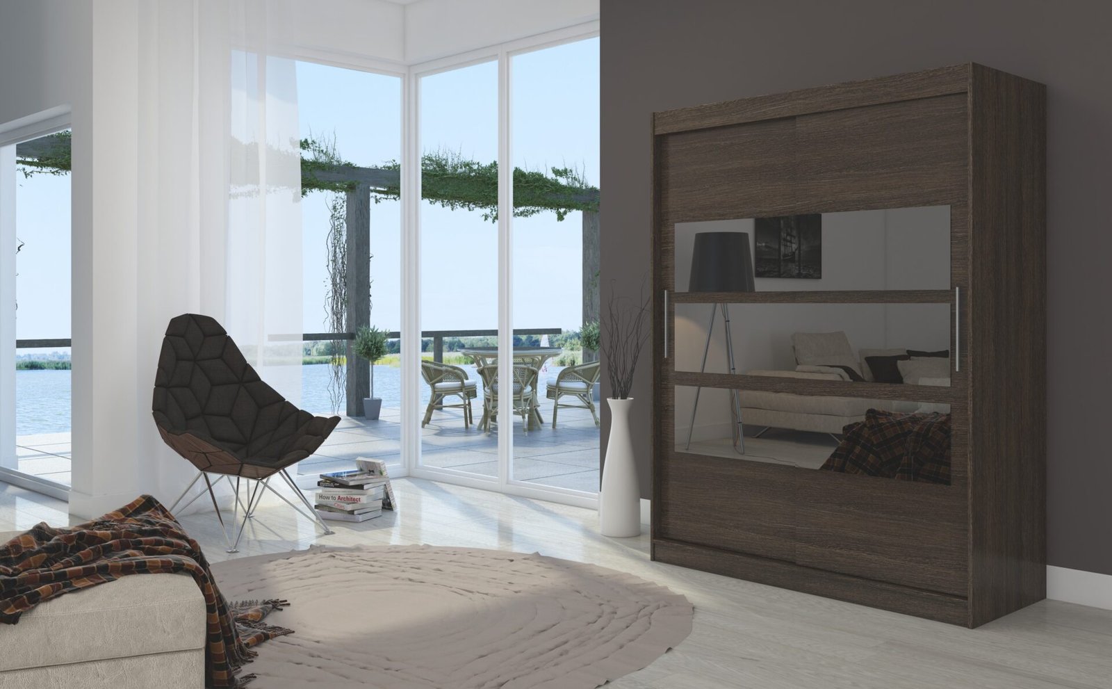 Sliding wardrobe with mirror FLORENTO 150 black ADRK - Image 2