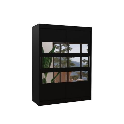 Sliding wardrobe with mirror FLORENTO 150 black ADRK