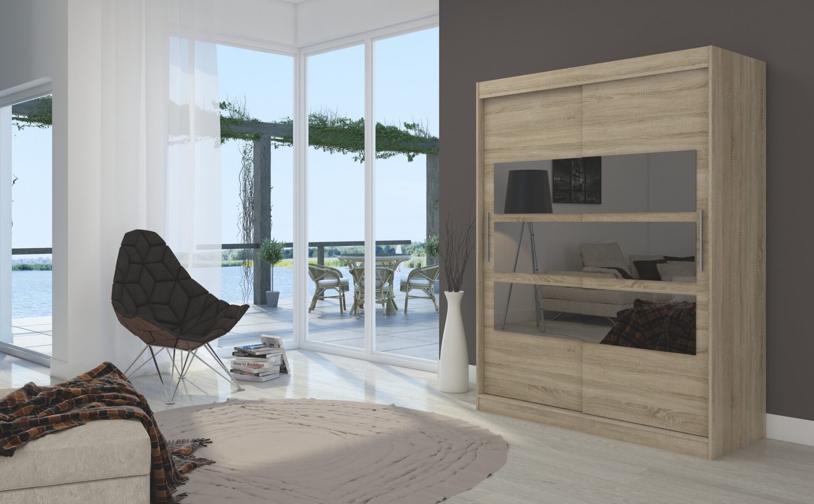 Sliding wardrobe with mirror FLORENTO 150 Sonoma ADRK - Image 2
