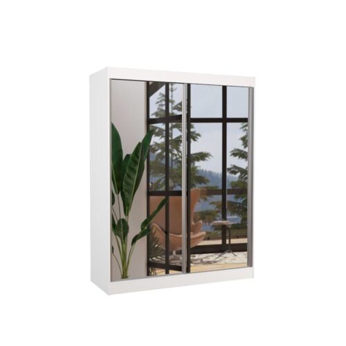 Sliding wardrobe with mirror FLOREST 150 white ADRK