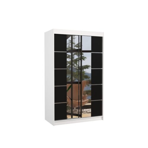 Sliding wardrobe with mirror GENUA 120 white/black ADRK