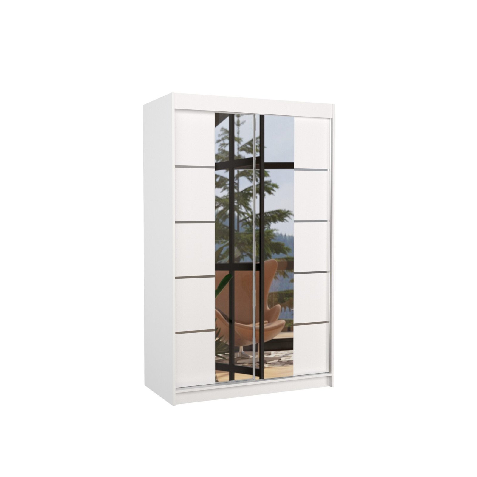 Sliding wardrobe with mirror GENUA 120 white ADRK