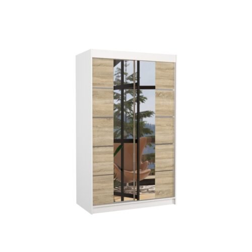 Sliding wardrobe with mirror GENUA 120 white/Sonoma ADRK