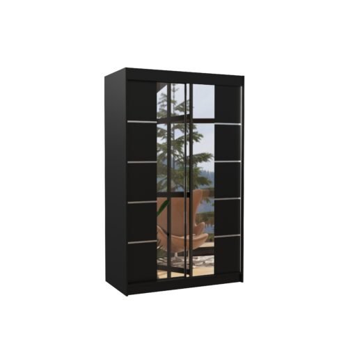Sliding wardrobe with mirror GENUA 120 black ADRK
