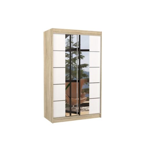 Sliding wardrobe with mirror GENUA 120 Sonoma/White ADRK
