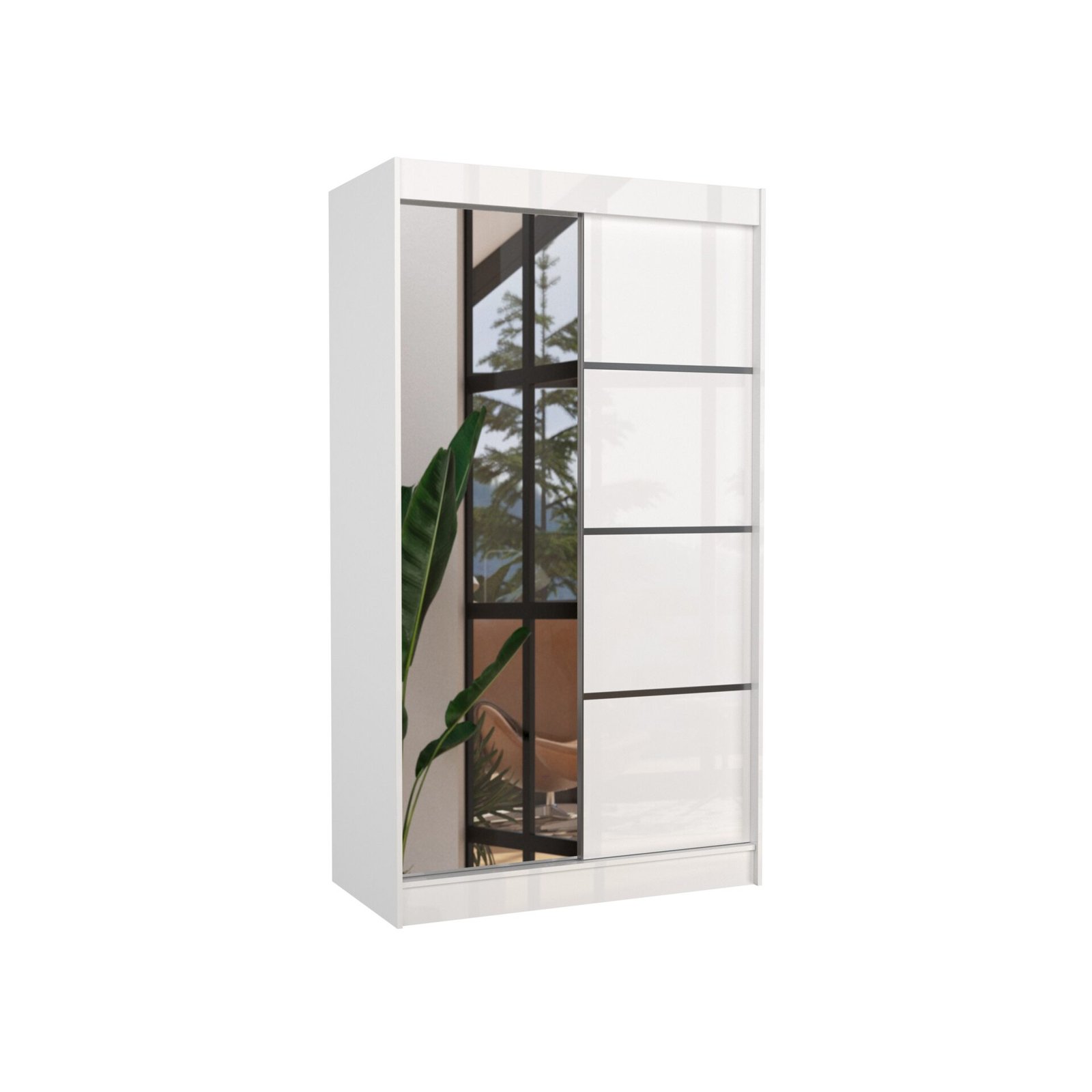 Sliding wardrobe with mirror GILTON 120 white ADRK