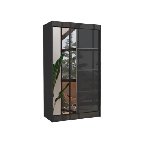 Sliding wardrobe with mirror GILTON 120 black ADRK