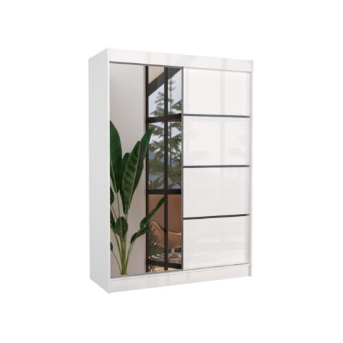 Sliding wardrobe with mirror GILTON 150 white ADRK