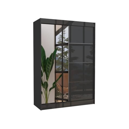 Sliding wardrobe with mirror GILTON 150 black ADRK