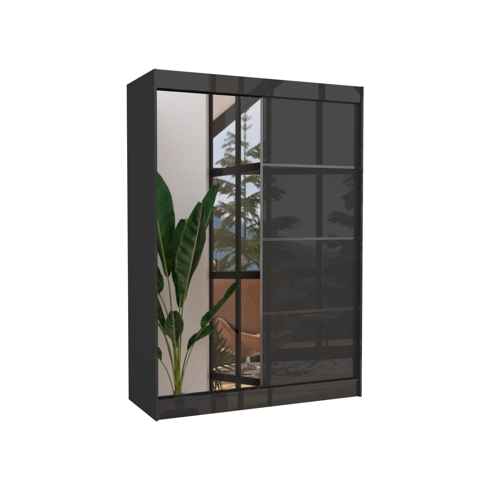 Sliding wardrobe with mirror GILTON 150 black ADRK