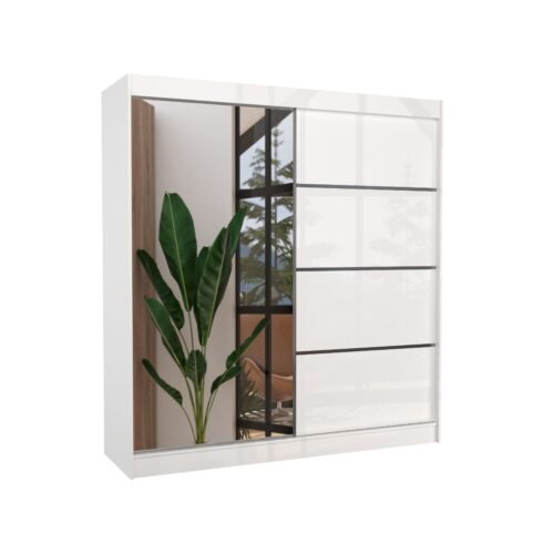 Sliding wardrobe with mirror GILTON 200 white ADRK
