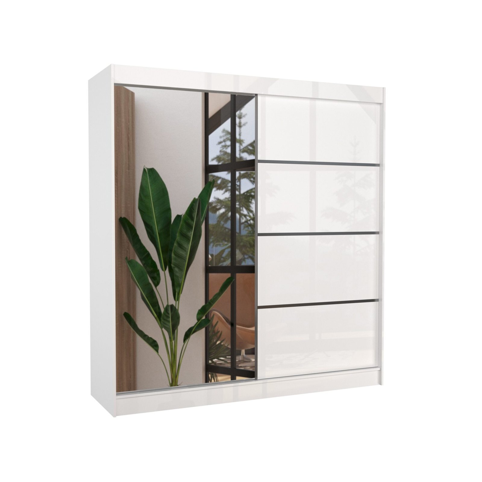 Sliding wardrobe with mirror GILTON 200 white ADRK