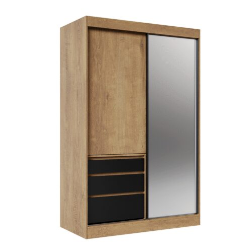 Sliding wardrobe with mirror HAIDAR 140 Lefkas/Black ADRK