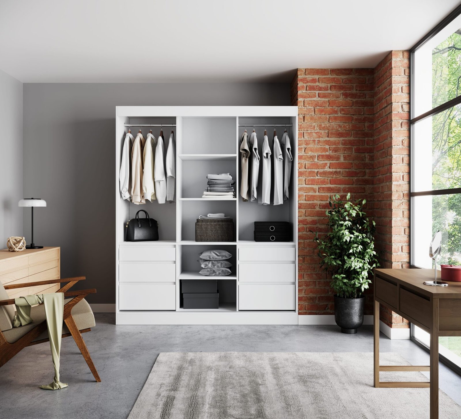 Sliding wardrobe with mirror HAIDAR 180 white ADRK - Image 2