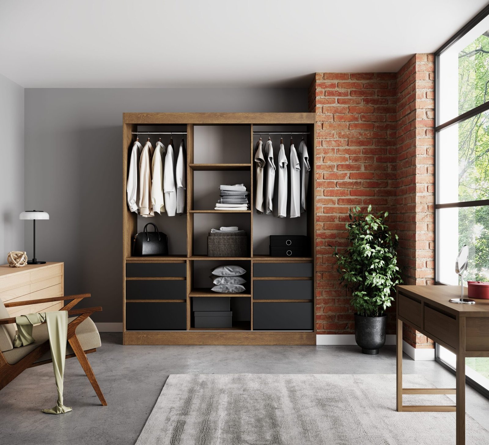 Sliding wardrobe with mirror HAIDAR 180 Lefkas/Black ADRK - Image 2