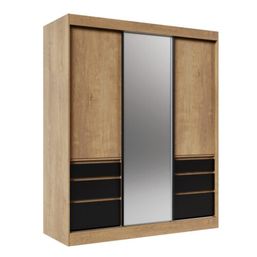 Sliding wardrobe with mirror HAIDAR 180 Lefkas/Black ADRK