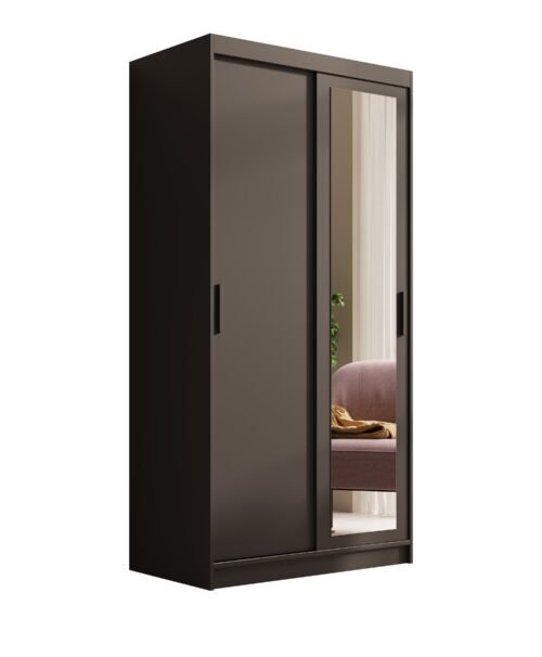 Hailey 100 black ADRK sliding wardrobe with mirror