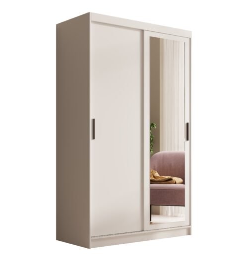Hailey 120 sliding wardrobe with mirror, white, ADRK