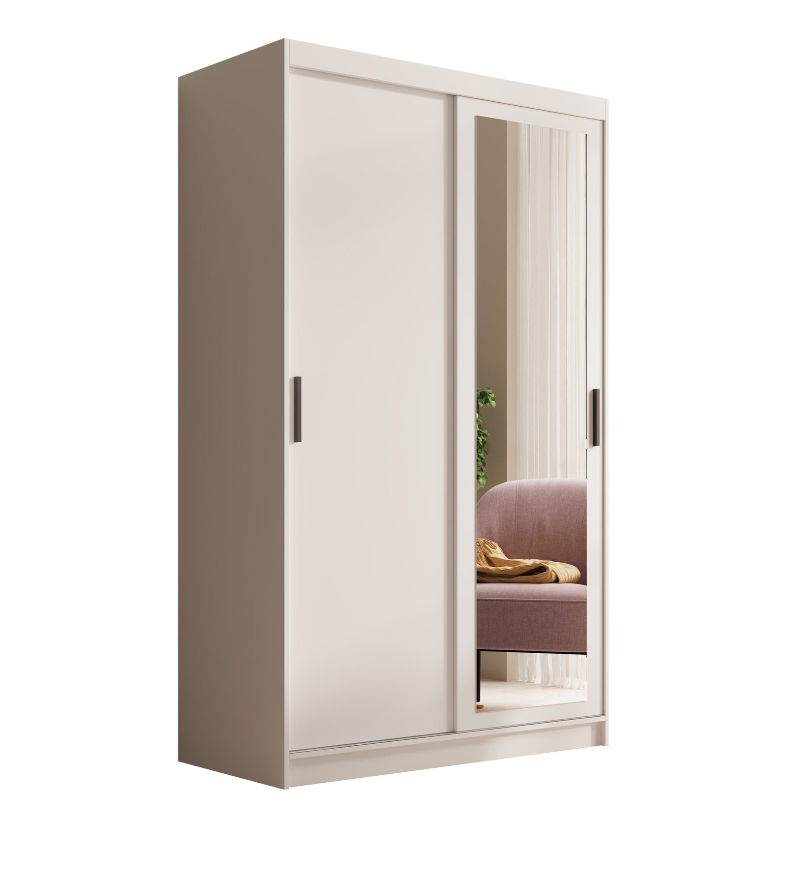 Hailey 120 sliding wardrobe with mirror, white, ADRK