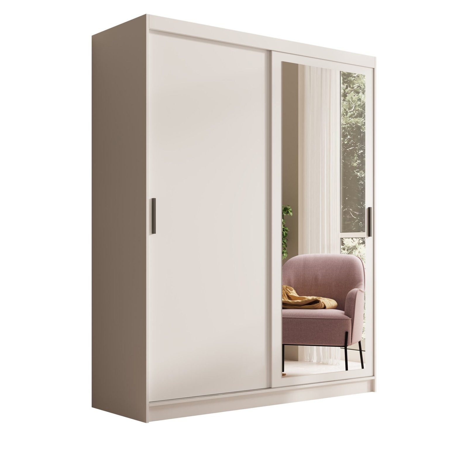 Hailey 160 sliding wardrobe with mirror, white, ADRK