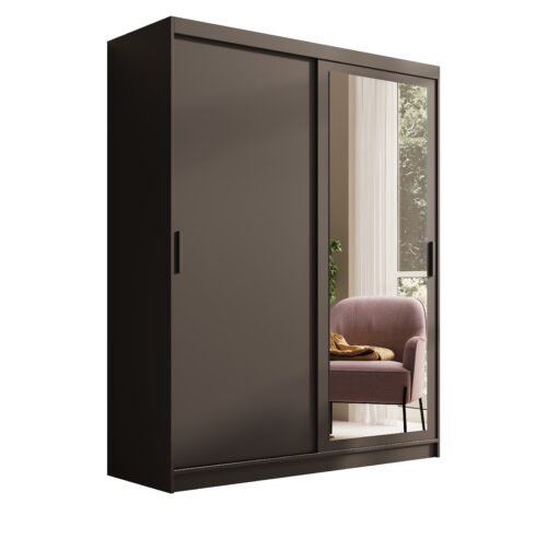 Hailey 160 black ADRK sliding wardrobe with mirror