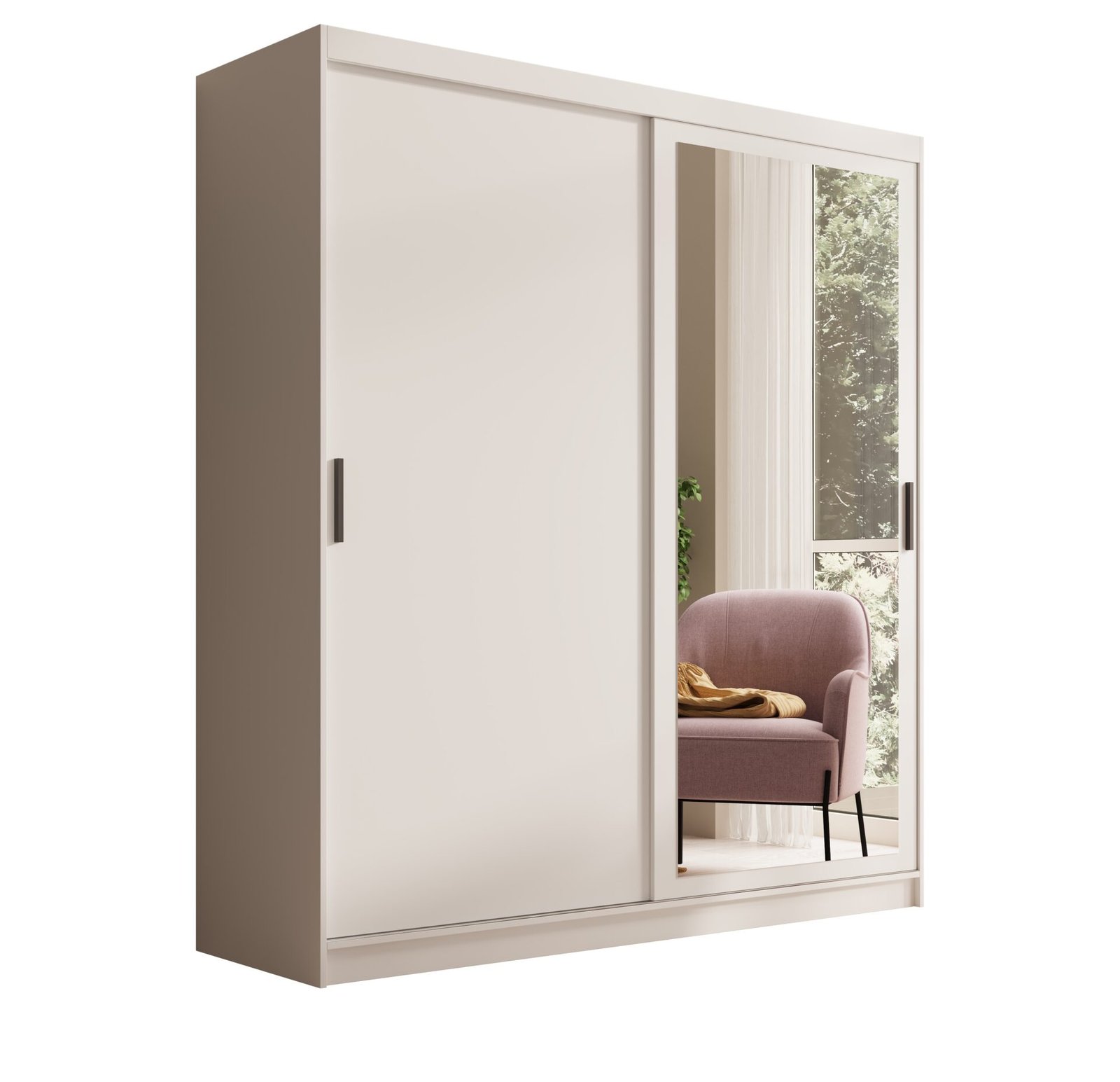 Hailey 180 sliding wardrobe with mirror, white, ADRK
