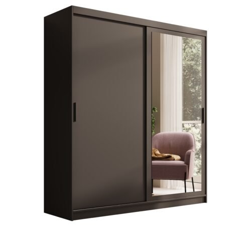 Hailey 180 black ADRK sliding wardrobe with mirror