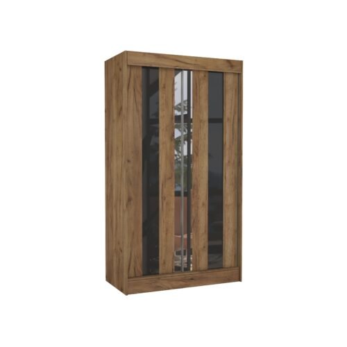 Sliding wardrobe with mirror and lacobel KEITA 120 Craft/Black Lacobel ADRK