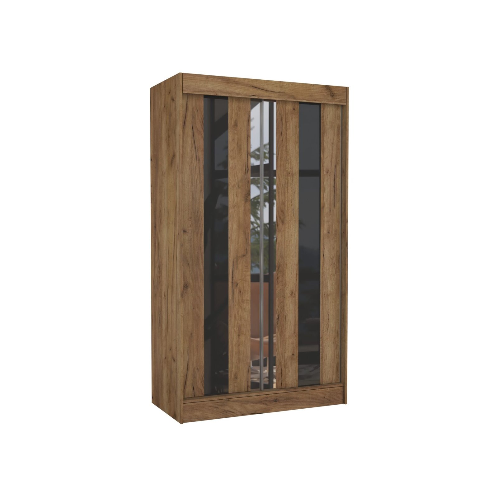 Sliding wardrobe with mirror and lacobel KEITA 120 Craft/Black Lacobel ADRK