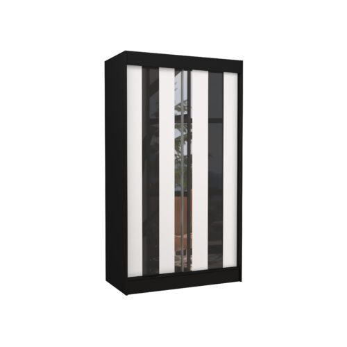 Sliding wardrobe with mirror and curtains KEITA 120 black/white ADRK