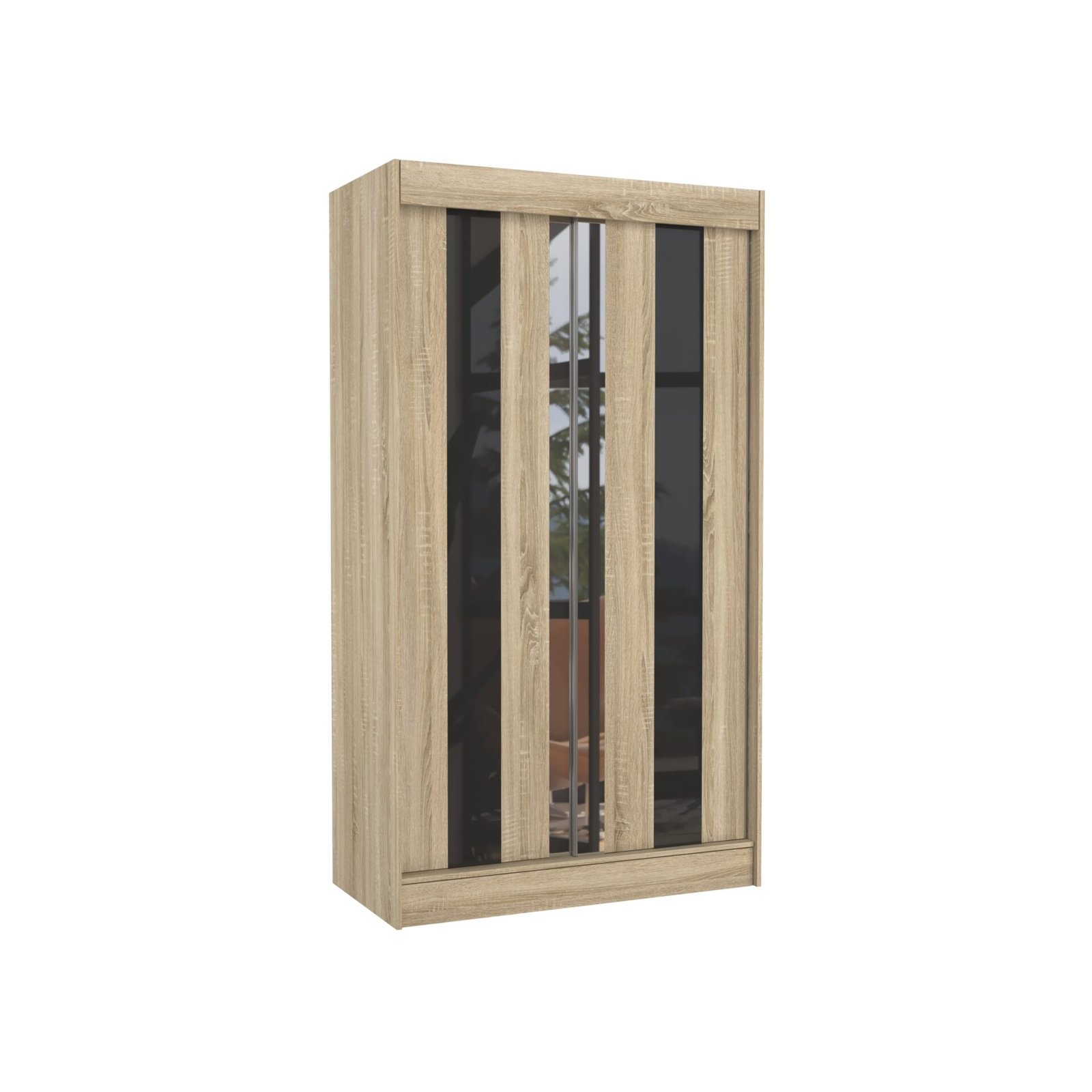Sliding wardrobe with mirror and lacobel KEITA 120 Sonoma/Black Lacobel ADRK