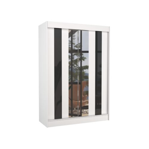 Sliding wardrobe with mirror and Lacobel KEITA 150 white/black Lacobel ADRK