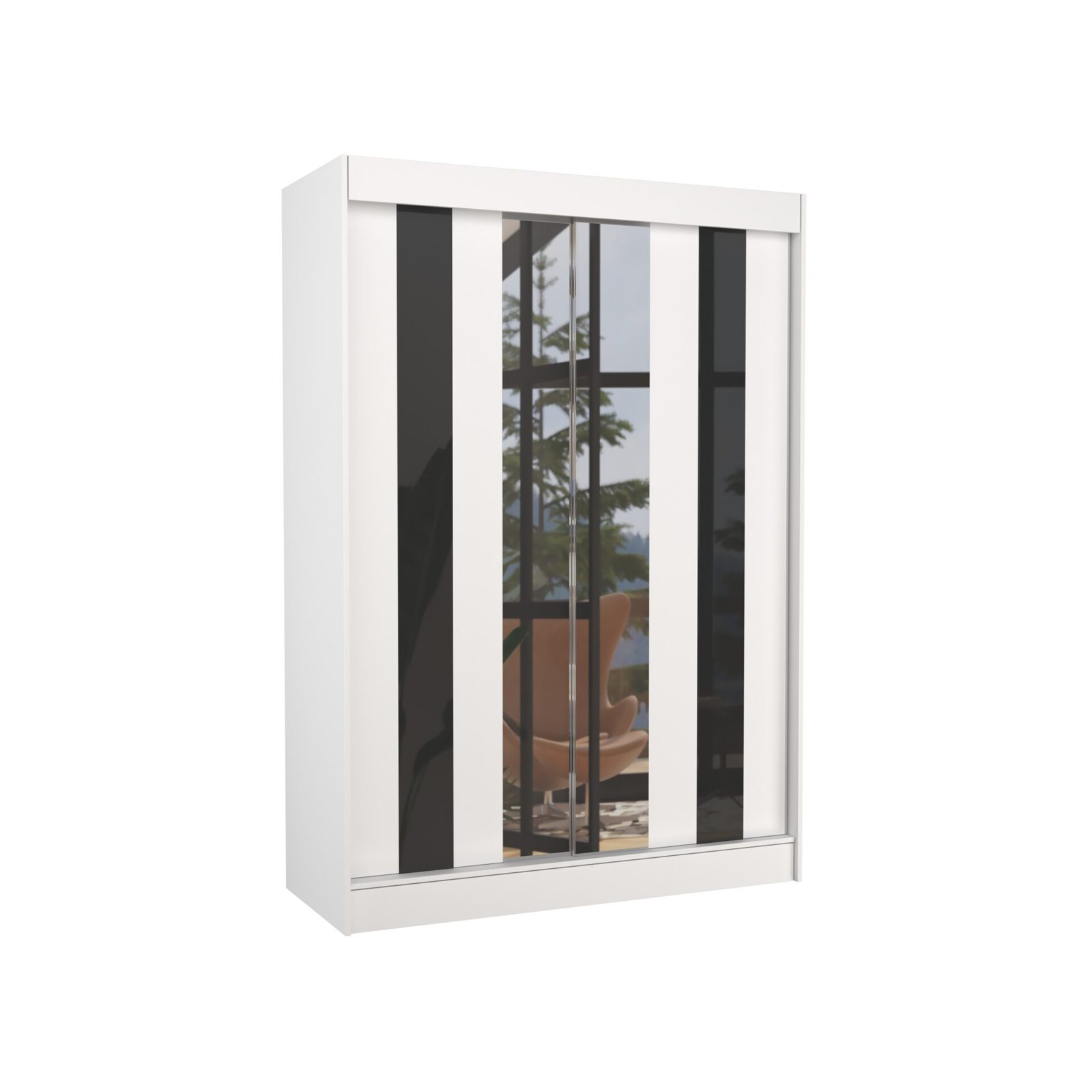 Sliding wardrobe with mirror and Lacobel KEITA 150 white/black Lacobel ADRK