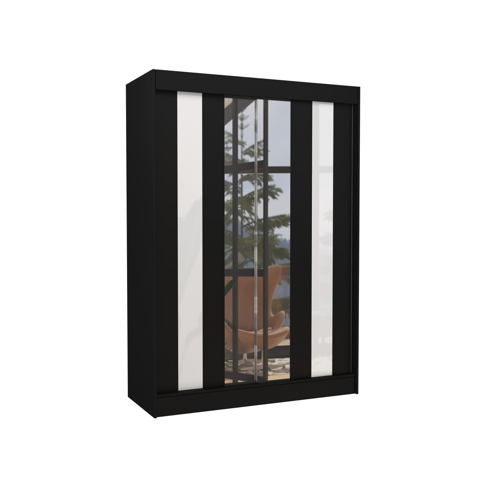 Sliding wardrobe with mirror and Lacobel KEITA 150 black/white Lacobel ADRK