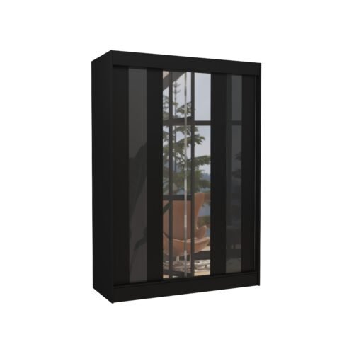 Sliding wardrobe with mirror and “lacobel” KEITA 150 black/black “lacobel” ADRK