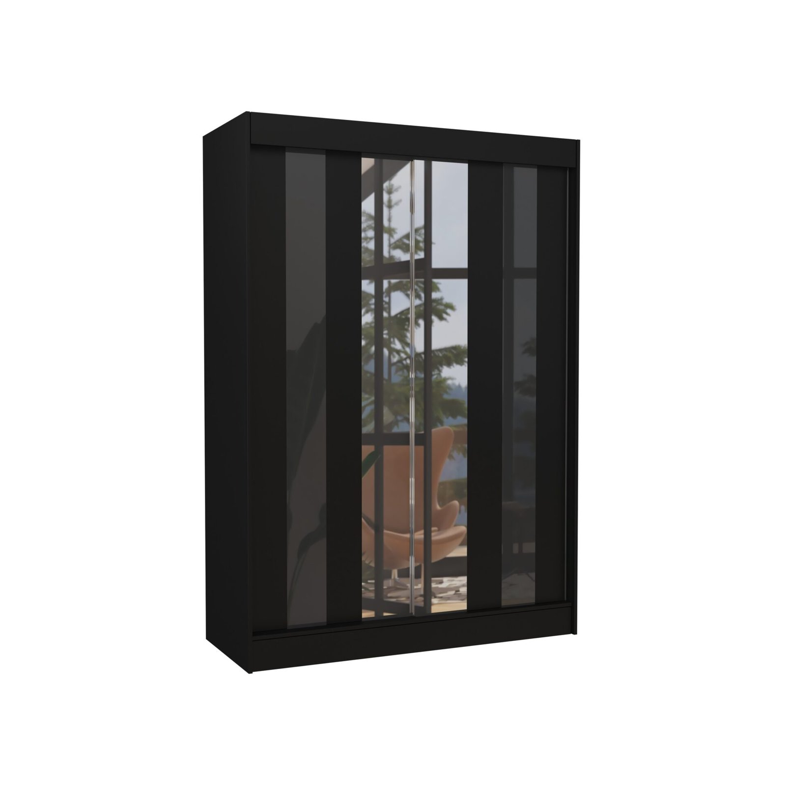 Sliding wardrobe with mirror and "lacobel" KEITA 150 black/black "lacobel" ADRK
