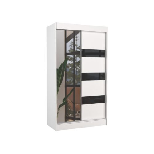 Sliding wardrobe with mirror and lacobel TOURA 120 white/black lacobel ADRK