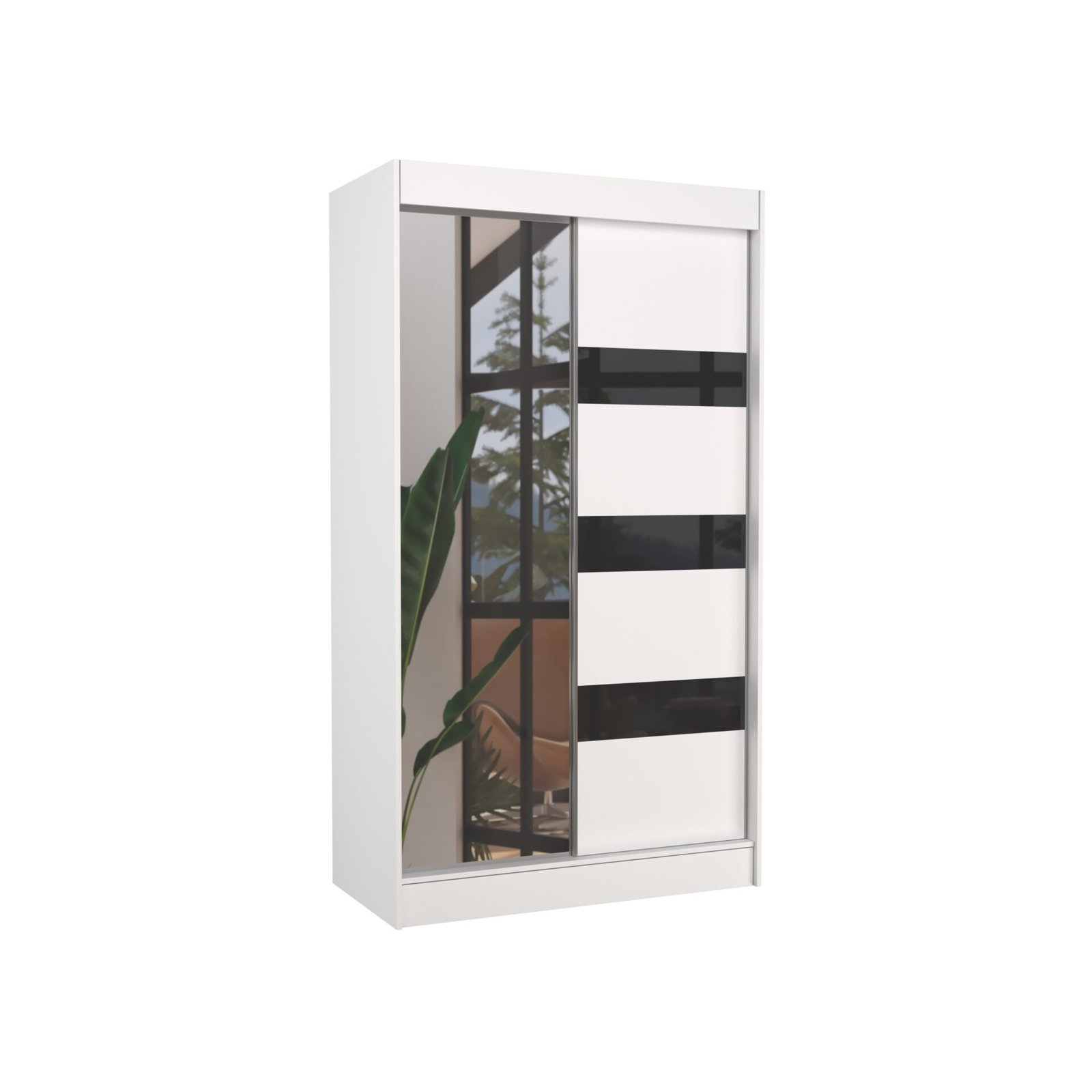 Sliding wardrobe with mirror and lacobel TOURA 120 white/black lacobel ADRK