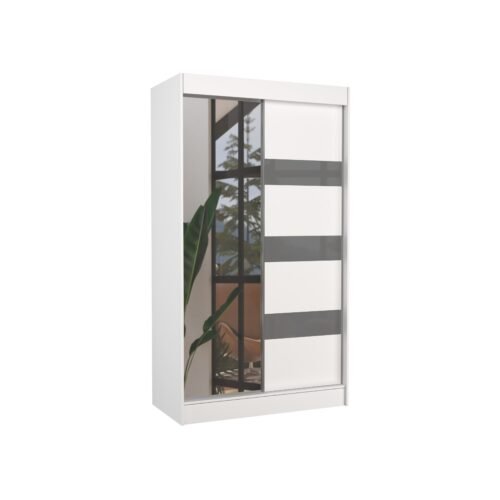 Sliding wardrobe with mirror and Lacobel TOURA 120 white/gray Lacobel ADRK