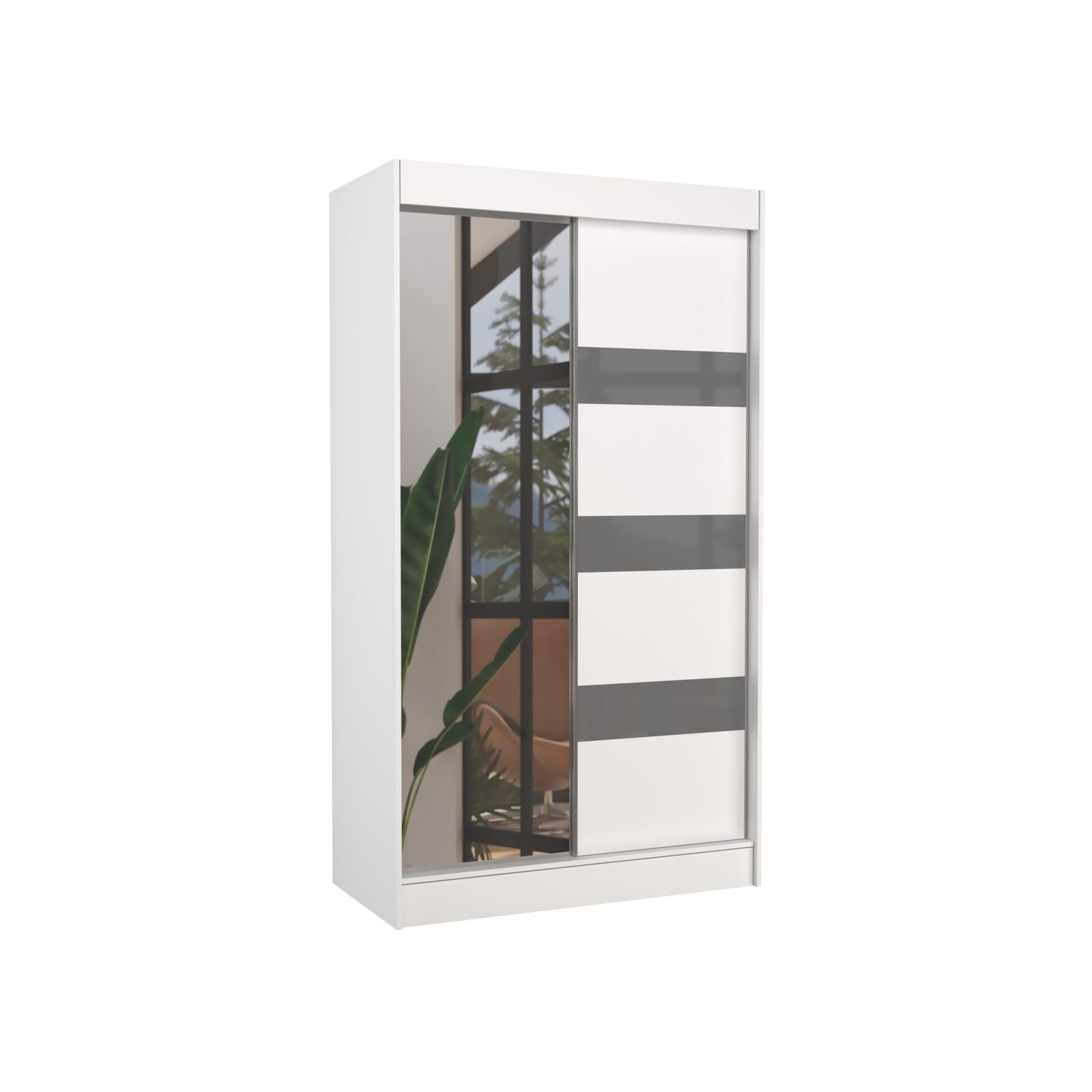 Sliding wardrobe with mirror and Lacobel TOURA 120 white/gray Lacobel ADRK