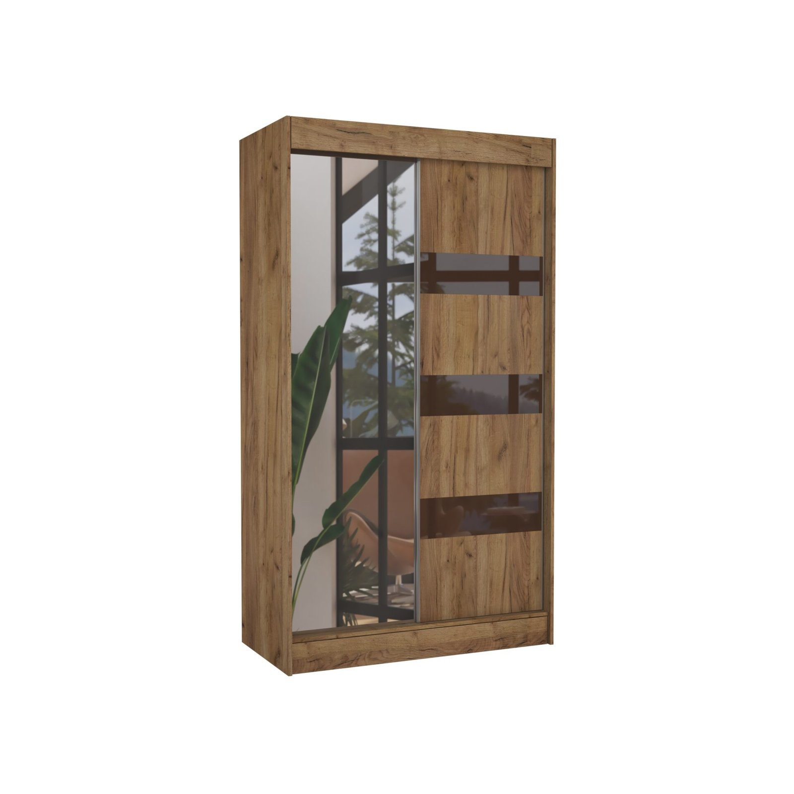Sliding wardrobe with mirror and Lacobel TOURA 120 Craft/Chocolate Lacobel ADRK