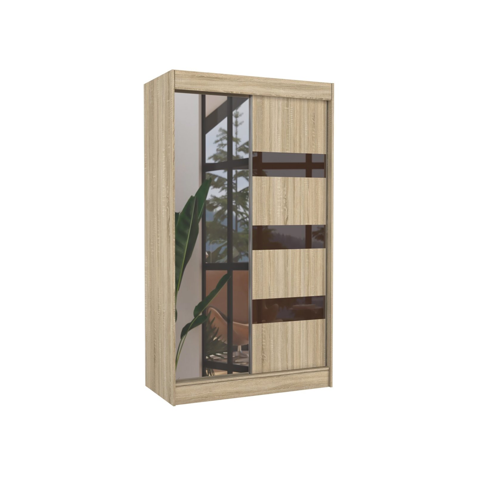 Sliding wardrobe with mirror and Lacobel TOURA 120 Sonoma/Chocolate Lacobel ADRK
