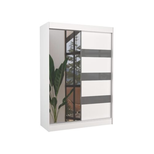 Sliding wardrobe with mirror and Lacobel TOURA 150 white/gray Lacobel ADRK