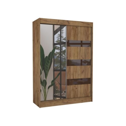 Sliding wardrobe with mirror and Lacobel TOURA 150 Craft/Chocolate Lacobel ADRK