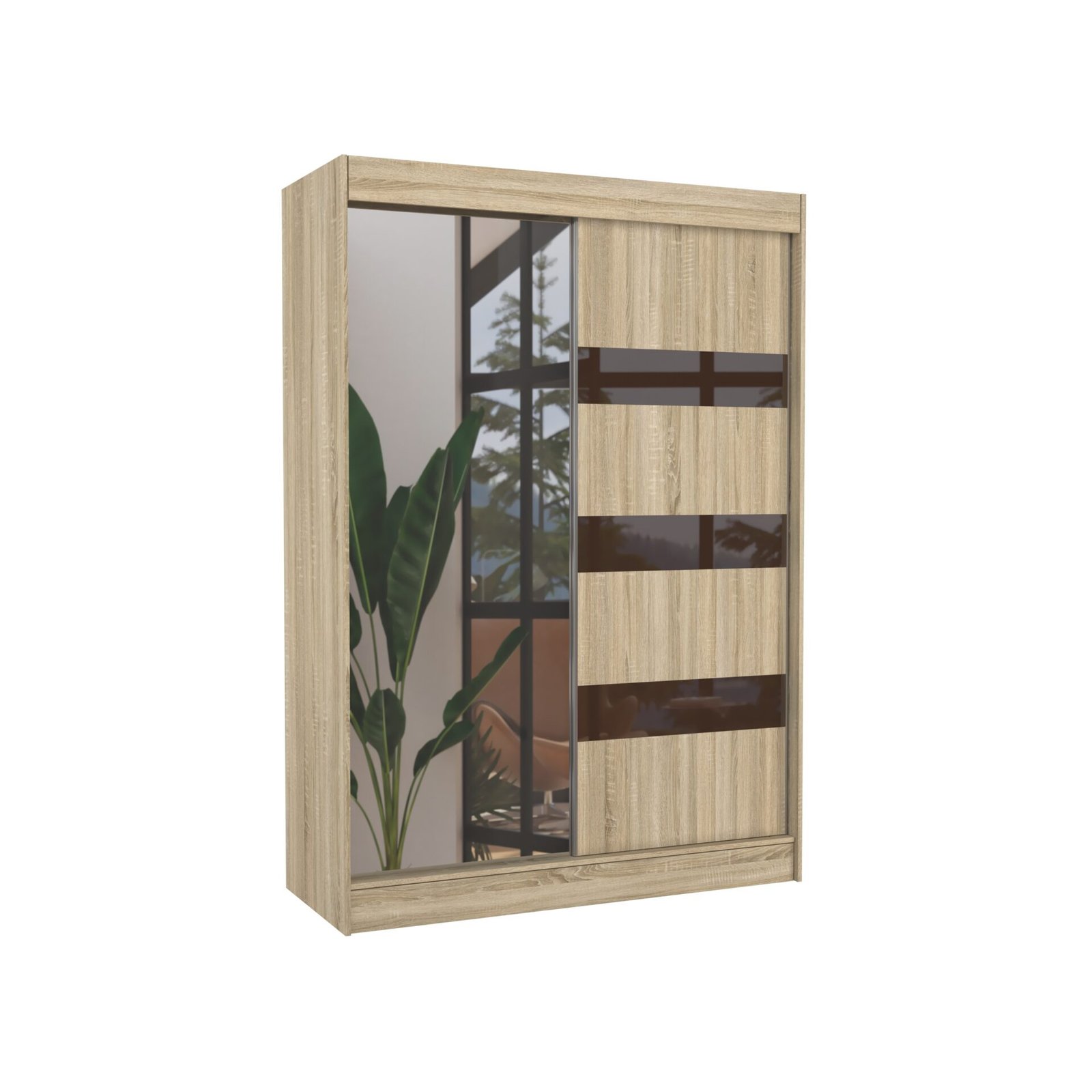 Sliding wardrobe with mirror and Lacobel TOURA 150 Sonoma/Chocolate Lacobel ADRK