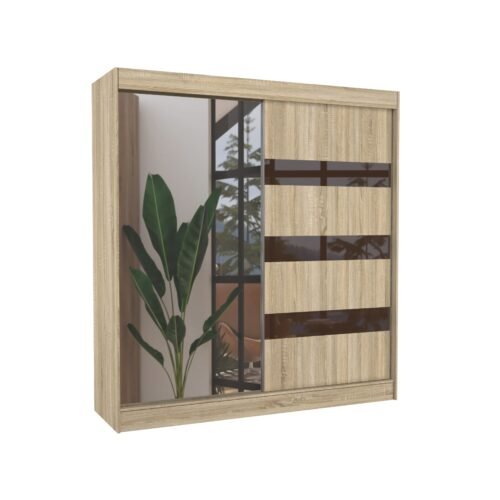 Sliding wardrobe with mirror and Lacobel TOURA 200 Sonoma/Chocolate Lacobel ADRK